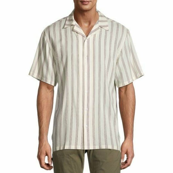 ✨HP✨Cactus Man Ricky Singh Men’s Shirt White Vertical Stripes Viscose✨ - Picture 1 of 4